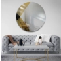 Okrągłe lustro dekoracyjne kolorowa tafla - czarno złota - HENRY